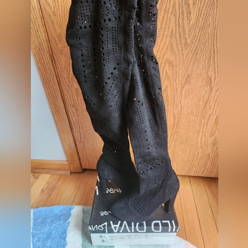 Wild Diva black thigh high boots 7